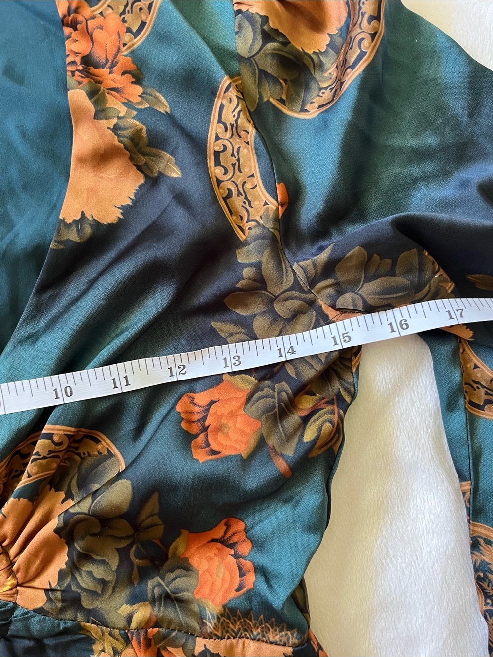 12th Tribe Teal Maxi Dress with Orange Floral Print - Picture 6 of 6